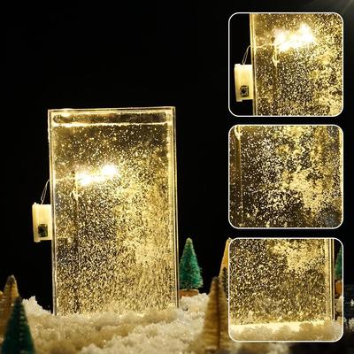 Schneebedeuchte Nachtlicht Schneelandschaft Straßenlaterne DIY Weihnachtsbeleuchtung Weihnachts-Schreibtischdekoration Weihnachts-Tragbar Schneebedeckt Fließendes Licht