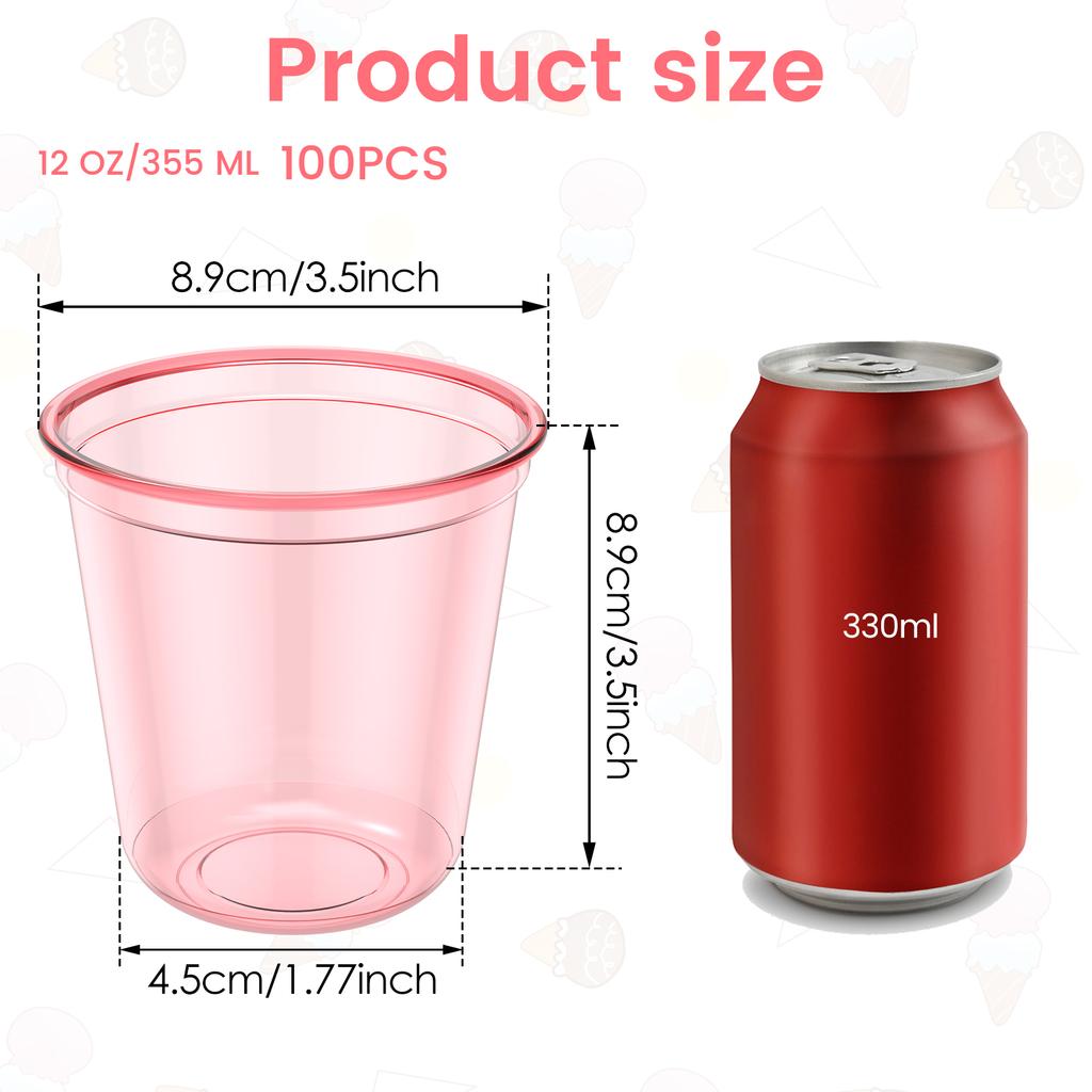 100/50Pcs Plastic Drink Cup 12oz Wine Glasses Crystal Cocktail Cups Cold Drinking Party Glasses for Wedding Party Dessert Cup