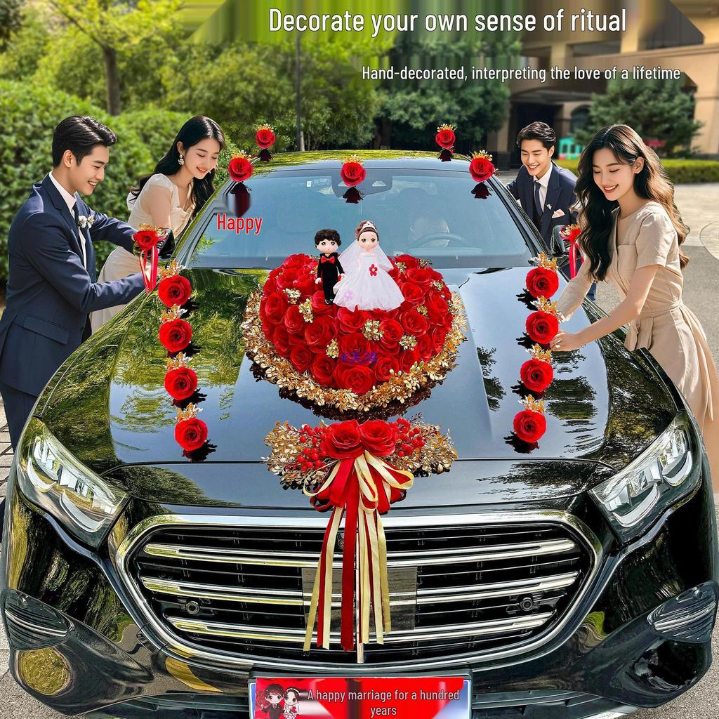 2024 Complete Wedding Car Decoration Set with Suction Cup Attachment