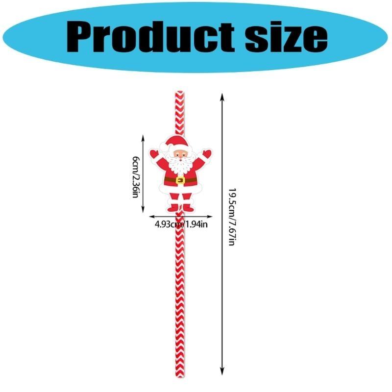 Biodegradable Christmas Paper Straws with and Tree Artwork Holiday Party Drinkware for Kids Adults