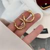 European Cable Knit Texture Gold Plated Titanium Steel Stud Earrings for Women - Chic Cold Style Fashion Accessory