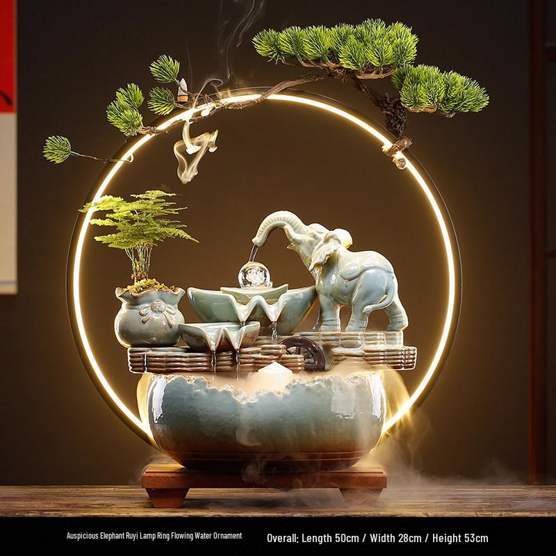 Elegant Chinese-Style Flowing Water Humidifier for Living Room and Office Decor