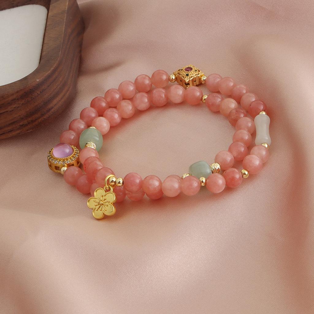 Bracelet Duobao Peach Blossom Natural Crystal Bracelet Growing National Style Versatile Simple Fashion Bracelet