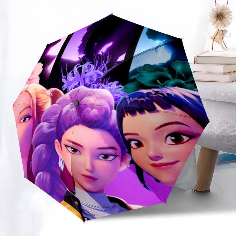 Fantasy Floral Trio: Unique Character Artwork for Your Space!Umbrella with Cute Design,Portable 3-Fold Compact Umbrella for Men&Women,Valent