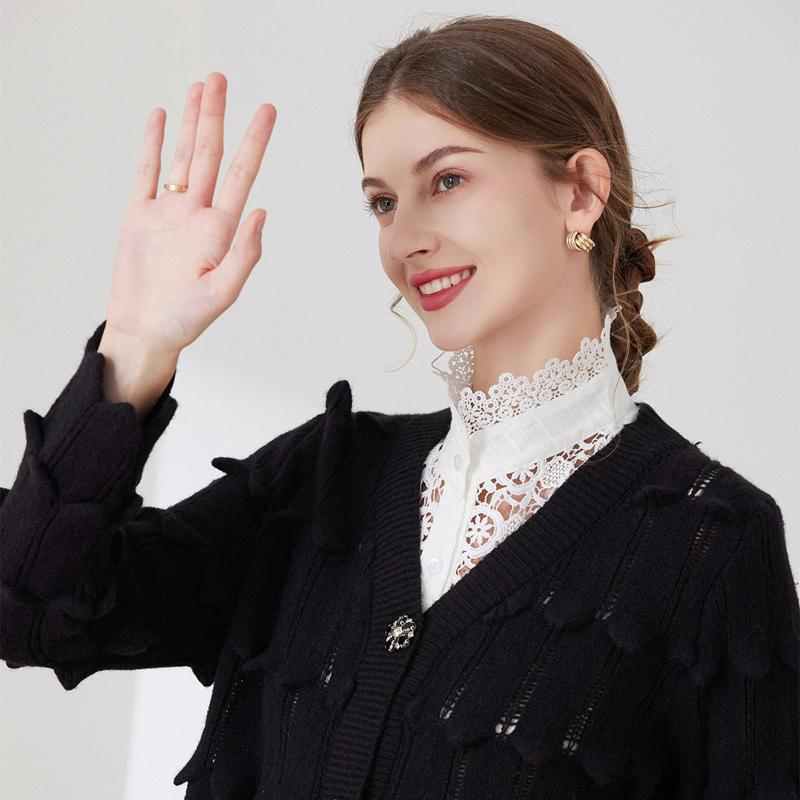 White Elegant High Collar Ruffle Detachable Pleated Fake Shirt Collar Half Shirt Blouse Collar For Women Girl Sweater Supplies