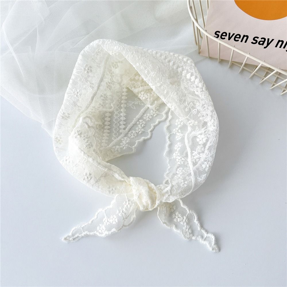 Gentle Triangular Lace Hair Scarf Ruffles French Pastoral Style Headscarf Hair Accessories Photo Headband Turban Women Girls