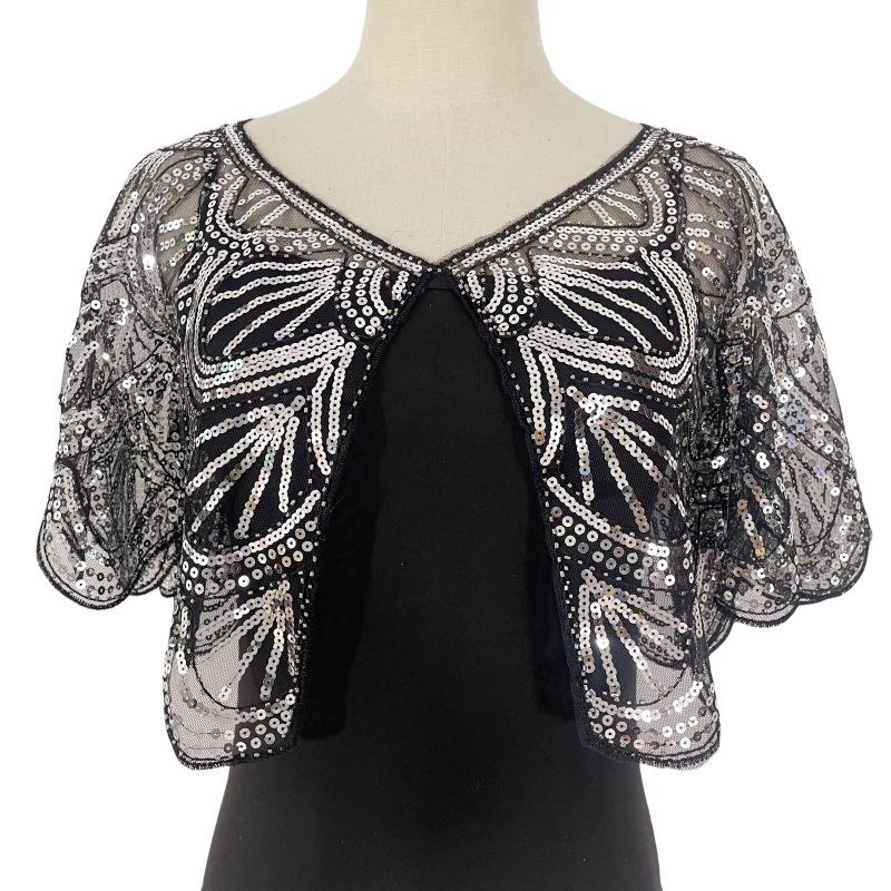 Women's Sequin Beaded Lace Short Summer Shawl Cardigan