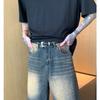 JYL Men's Denim Shorts American Washed Slim Straight  Summer Denim