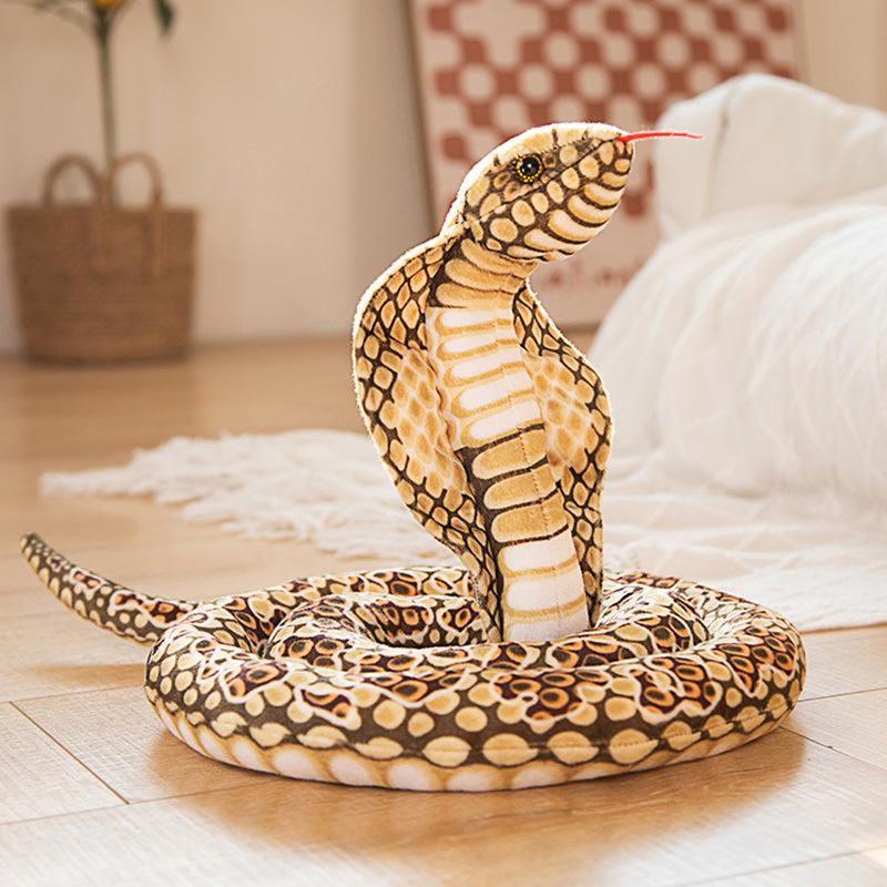 Large Simulated Cobra Doll Plush Toy Zoo Big Snake Coiled Snake Doll Tricky Fake Snake Doll