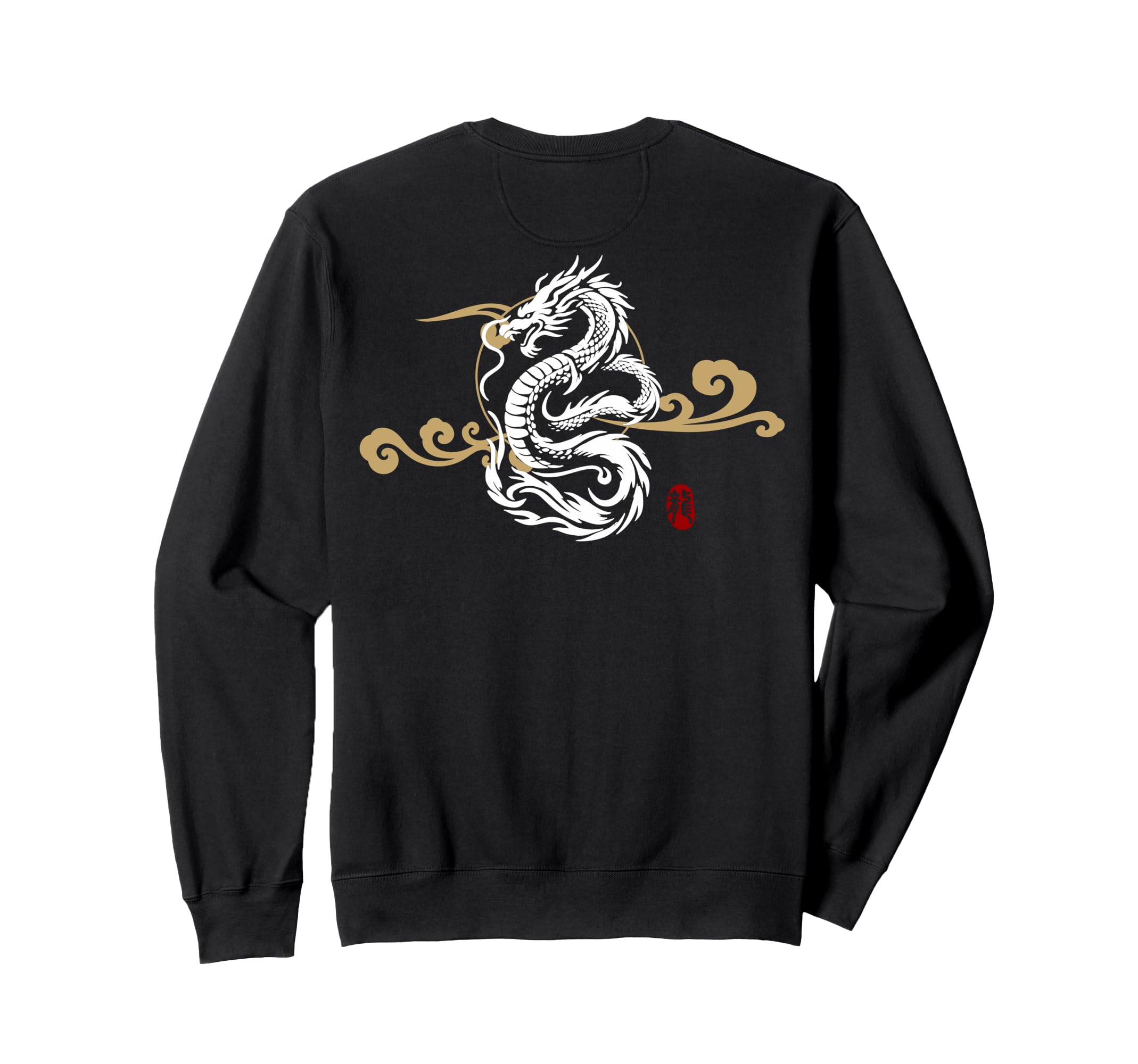 

White Japanese Japanese Japanese pattern sweatshirt [Back design] dragon, dragon, dragon, culture, чорний