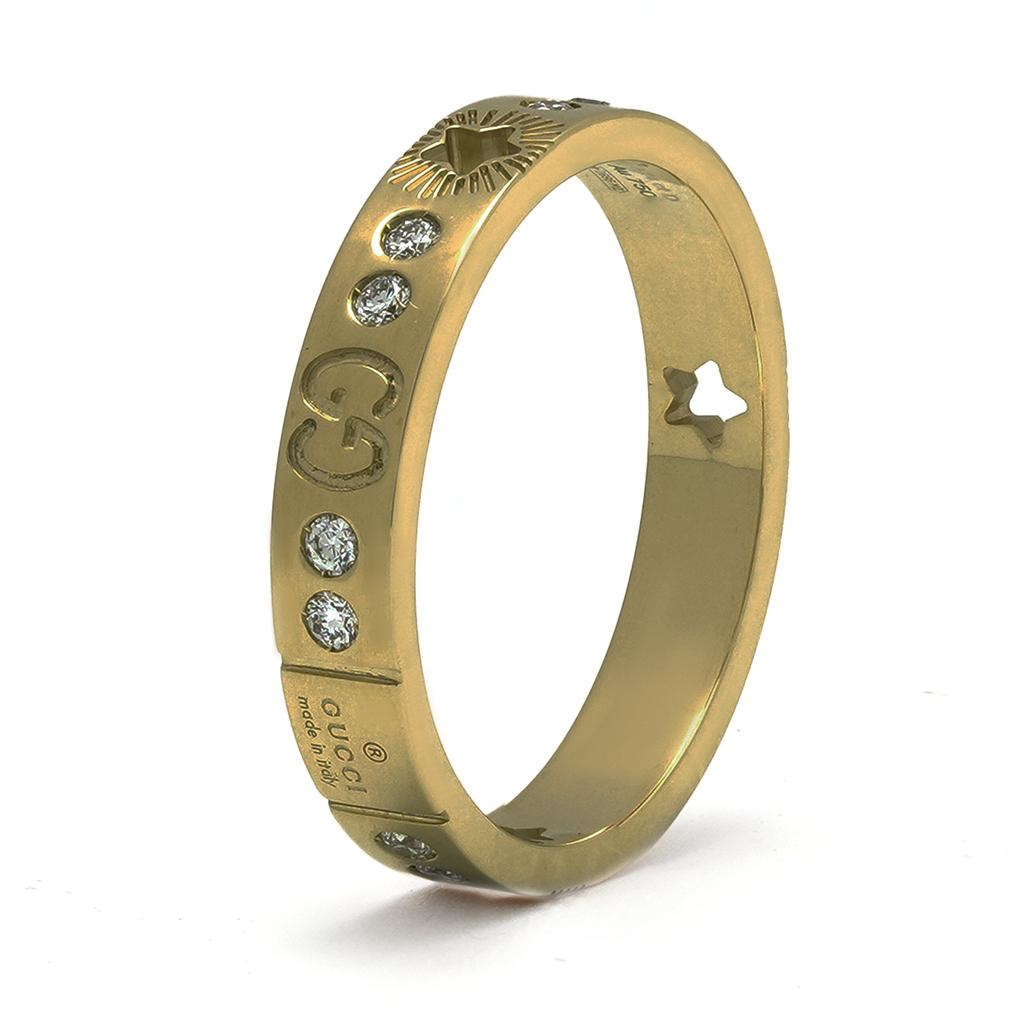 Gucci Icon Star Diamond Inlay Shiny 18K Gold Ring Unisex jewelry 662057-J8540-8000
