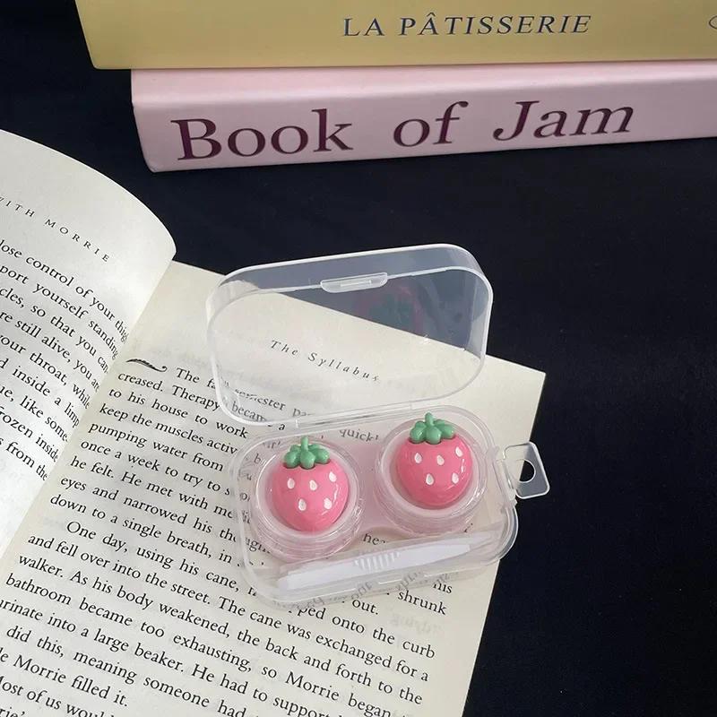 Mini Portable Cute Contact Lens Case Box Cute Fruit Style Lovely Cartoon Lenses Container Travel Set Gift Eyewear Accessories