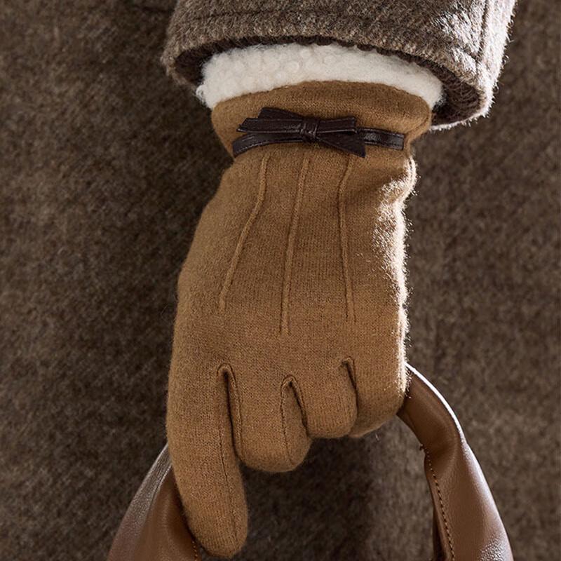 JIUMU Women's Warm Touchscreen Wool Gloves with Fleece Lining