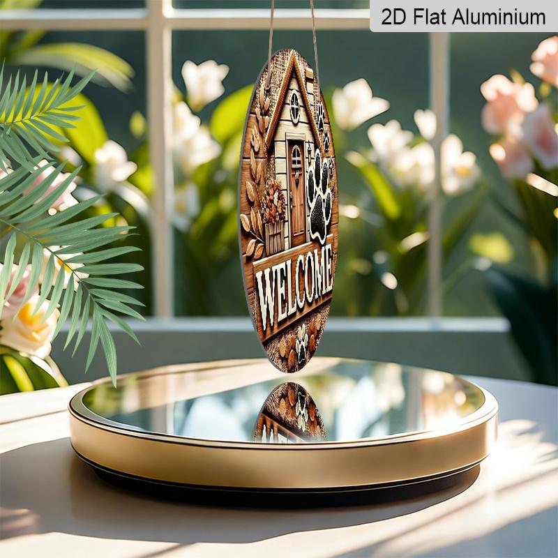 2D Flach 1 Stück Aluminium Dekorationsartikel Pfotenabdruck-Stil Wandbehang 7,87 Zoll × 7,87 Zoll Ideal für Gärten, Bauernhäuser, Straßen, Geschäfte, Bars