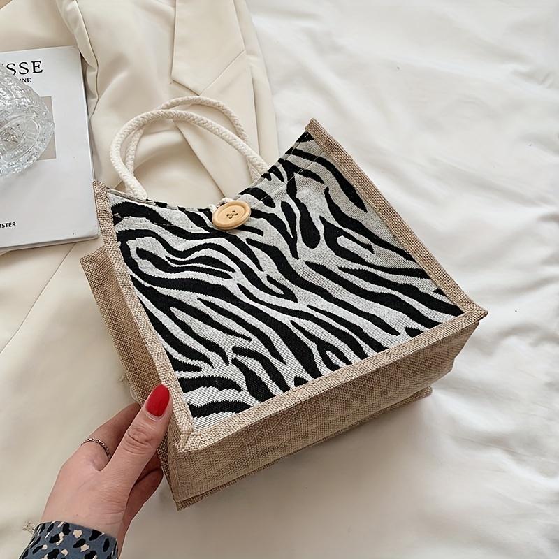 Elegant Beige Linen Tote Bag for Women - Striped Pattern, Versatile Bento & Gift Box Carrier with Snap Closure, Khaki Color
