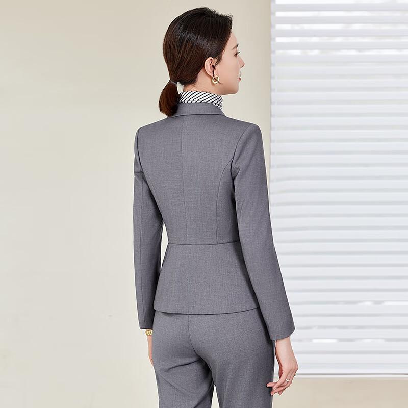 Women's Professional Slim Fit Long Sleeve Suit Set with Trousers