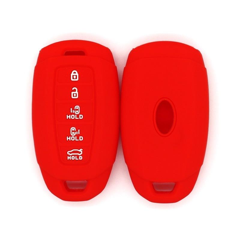 

Suitable for modern imported Paris Tikus coated smart 5-key silicone car key bag, high quality and drop-resistant key cover красный