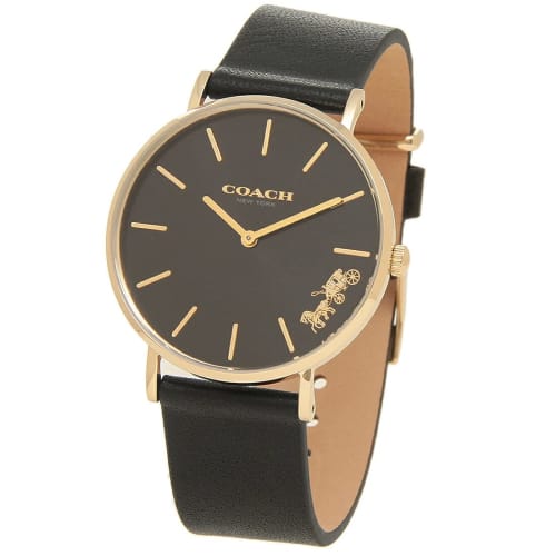 Coach Women's Perry 36mm Quartz Watch with Leather Strap (13) 14503333 Black/Gold