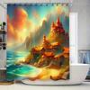 Fantasy Castle Shower Curtain3D Printed Waterproof Bathroom Decor for Home Decoration Modern Artistic Print, Easy Installation