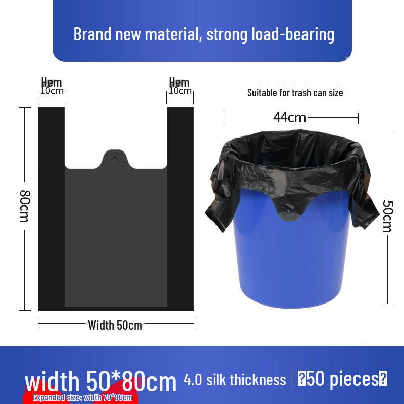 Extra-Thick Black Handheld Vest-Style Garbage Bags - Large Disposable Kitchen Bags