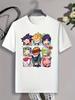 Cartoon Anime Characters Print, Men's Graphic Design Crew Neck T-shirt, Casual Comfy Tees Tshirts For Summer