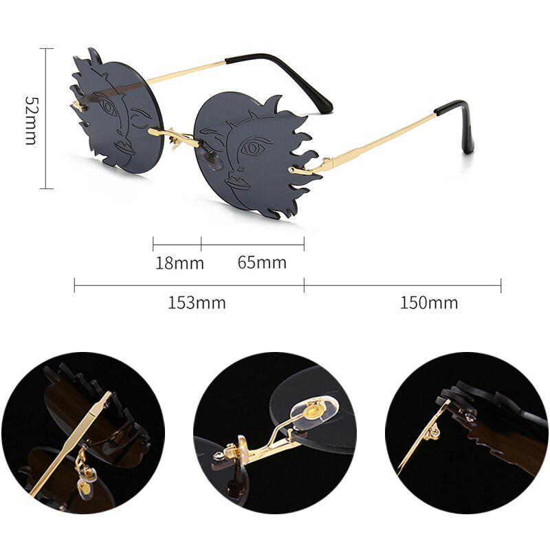 SHAUNA Fashion Rimless Sun Moon Sunglasses Women Candy Colors Smiling Face Gradient Shades Men UV400