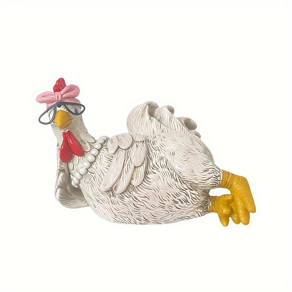 Rooster Statue Decor Statues Garden Farm Yard Lawn Chicken Hen Sculpture Stake Art Resin Craft Courtyard Housewarming Decoration