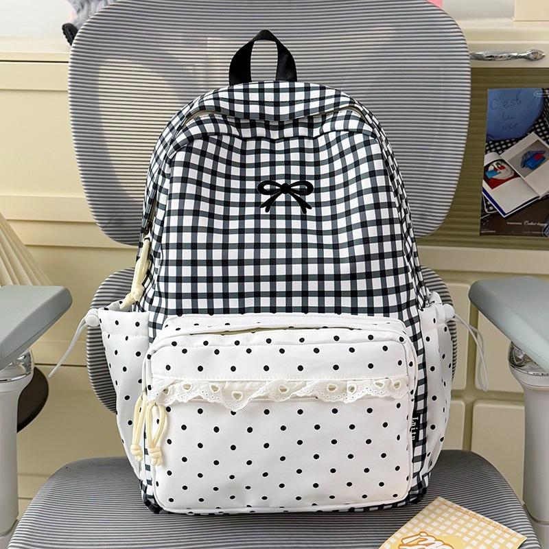 Schoolbag Cute Schoolbag Female Junior High School Mori Backpack Niche High Value Small Fresh Ins Plaid Light Multi-compartment Backpack