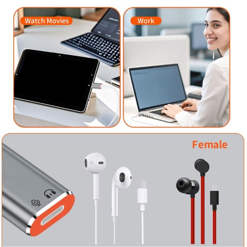 To Type C Adapter Audios Converter For Simultaneous Charging Audios Streaming On Androids Smartphones Devices