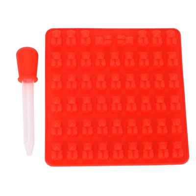 Gummibärchenform Bärform 53 Kavitäten Silikon Backform mit Pipette für Schokolade