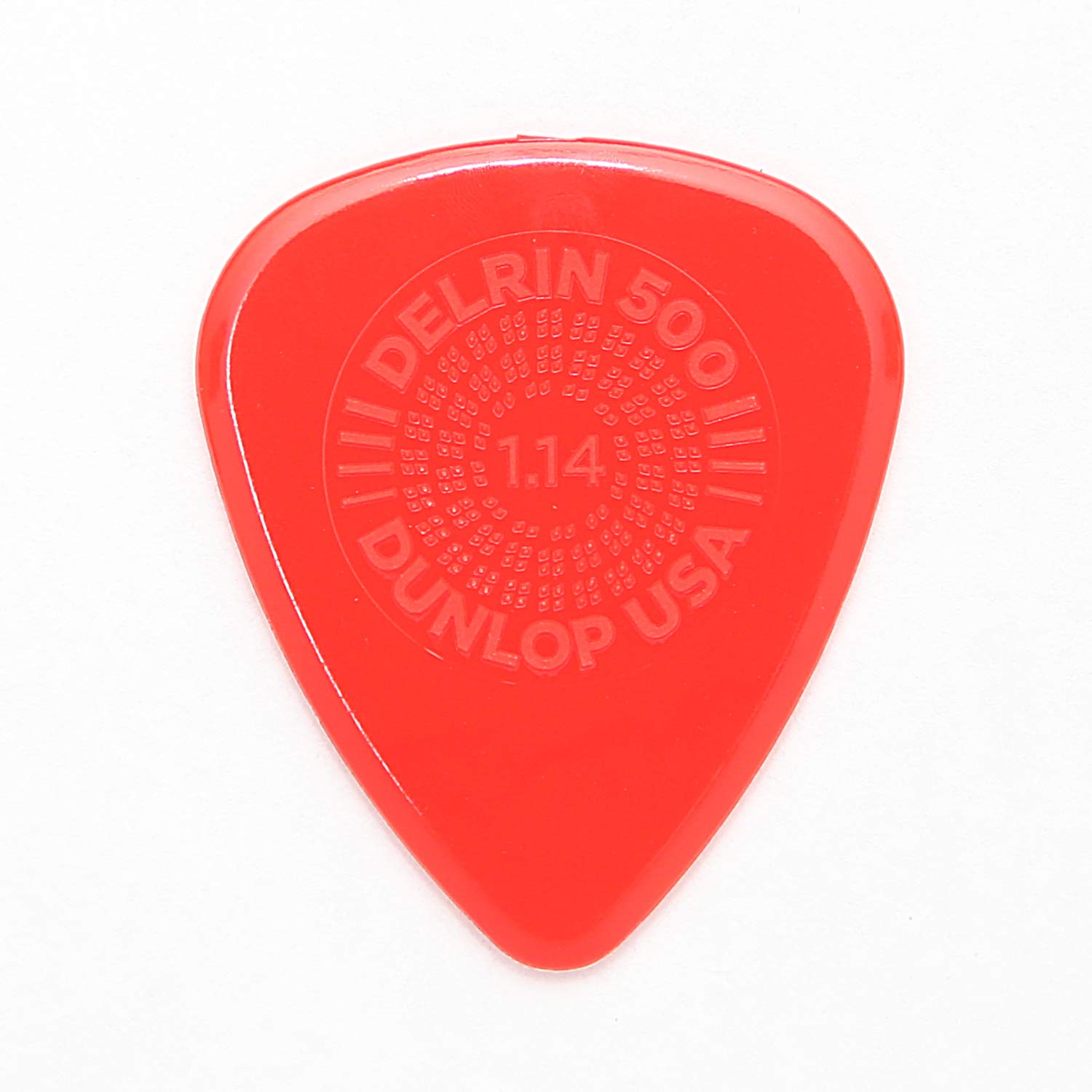 Jim Dunlop Prime Grip Delrin with Musent Custom Picks Picks, 1.14mm, 24-Pack, Player s (Product Code 450B114-RED-24P)