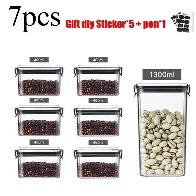 Food Storage Container Set Plastic Kitchen Refrigerator Noodle Breadbasket Sugar Flour Baking Supplies Pantry Organizer Set