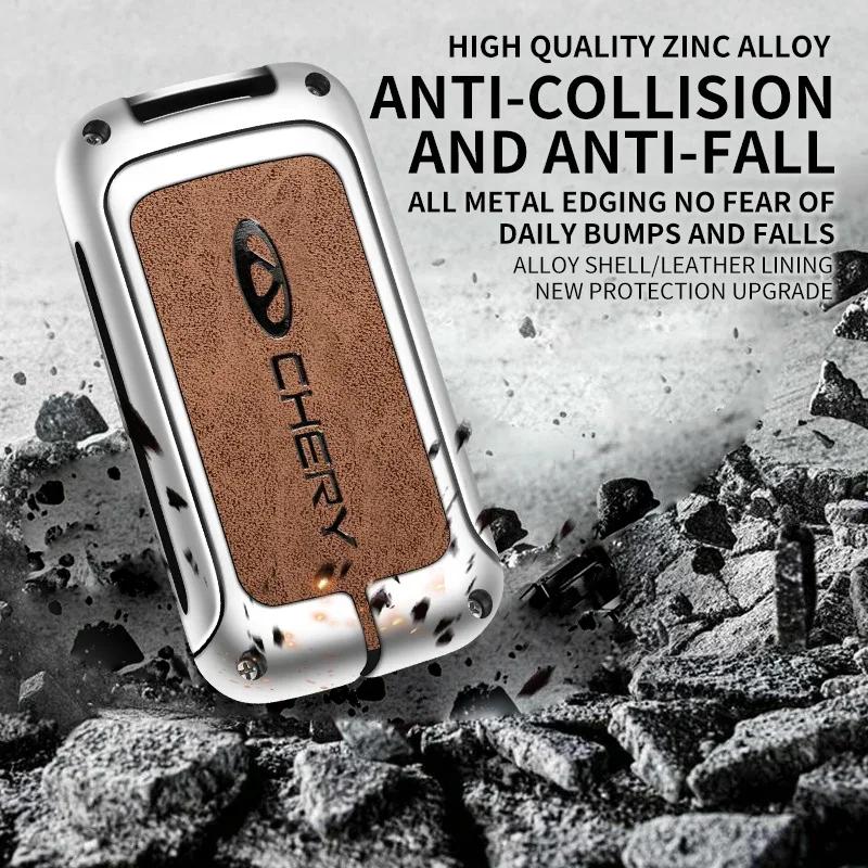 Zinc Alloy Car Remote Control Key Case Cover for Chery Tiggo 8 Automotive Key Fob Chain Keychain Keyless Interior Accessories
