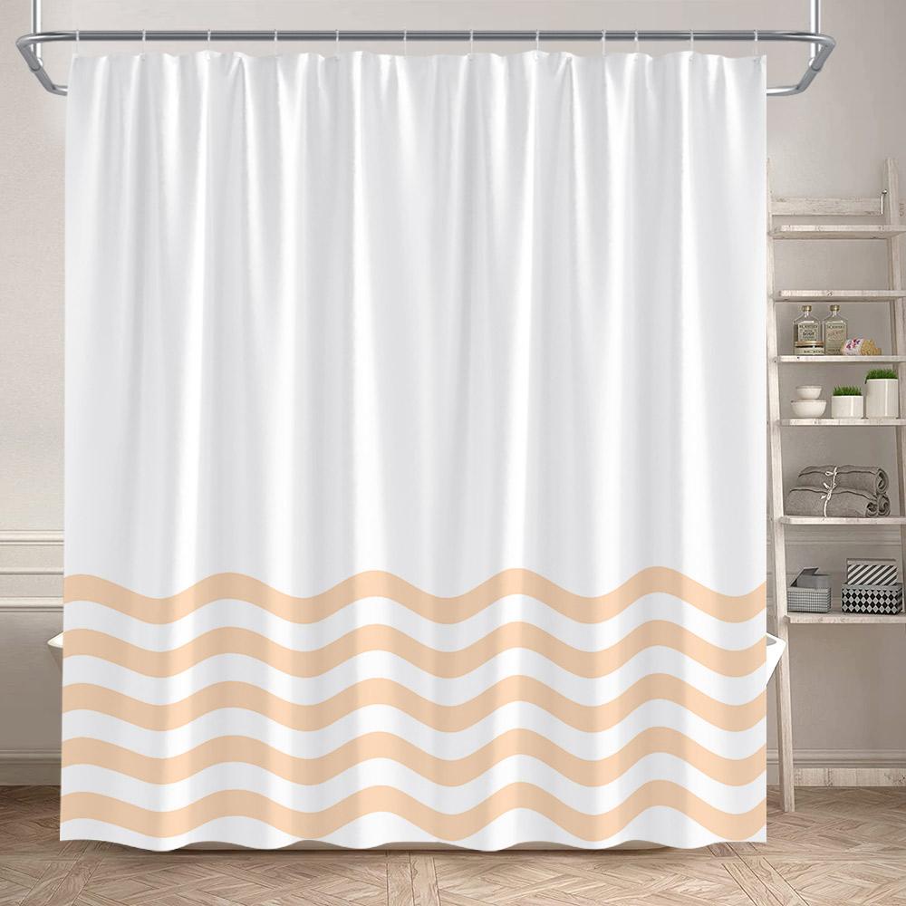 Czarno-biała Pasiasta Falista Zasłona Prysznicowa Kreatywny Geometryczny Wzór Liniowy Nowoczesne Minimalistyczne Zasłony Łazienkowe Tkanina Wystrój Domu