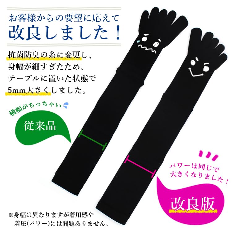Made in Japan Compression Knee Socks Sizes Black Five-Toe (All Seasons) 23cm-25cm 1890-04