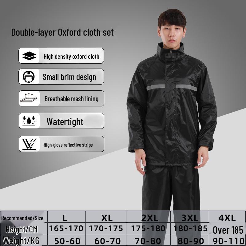Men's Reflective Raincoat & Pants Set: Outdoor Anti-Heavy Rain Cycling/Motorcycle Protection, Split Style.