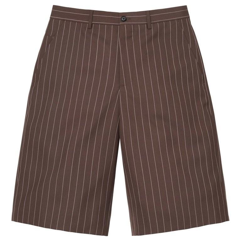 Supreme Pinstripe Wool Trouser Short Brown
