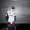 Mens Oversized Hooded Zip-Up Sweatshirt With Embroidered Slogan Distressed Patchwork Design Heavyweight Cotton Winter