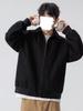Men's American Retro Versatile Loose Jacket - Autumn Solid Color Fashion with Simple Lapel and Zipper