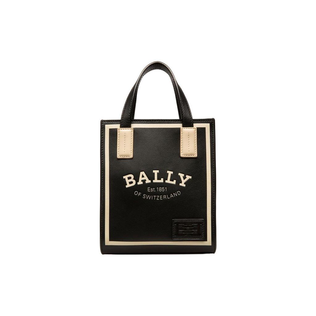 Bally Crystalia 16 Zipper Closure Calfskin Tote Bag Shopping Bag Handbag Mini Women Tote Black 6301557