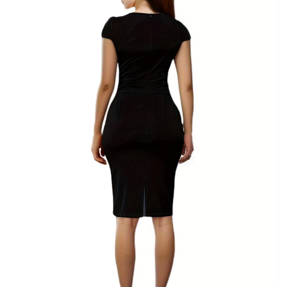 Dame Festkjole Rund Hals Ermeløs Fargeblokk Slank Passform Etui Høy Midje Knappedekor Knelang Formell Forretningsstil Ballgalla Bankett Midi