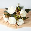 6 Heads Artificial Rose Flower Faux Silk Rose Bouquets with Leaf for Wedding Home Office Indoor Outdoor Decor