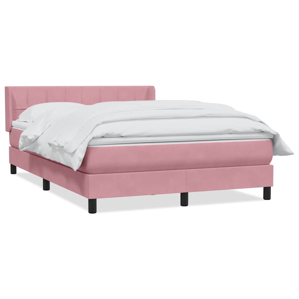 Pink Box Spring Bed with Mattress 140 x 220 cm Velvet