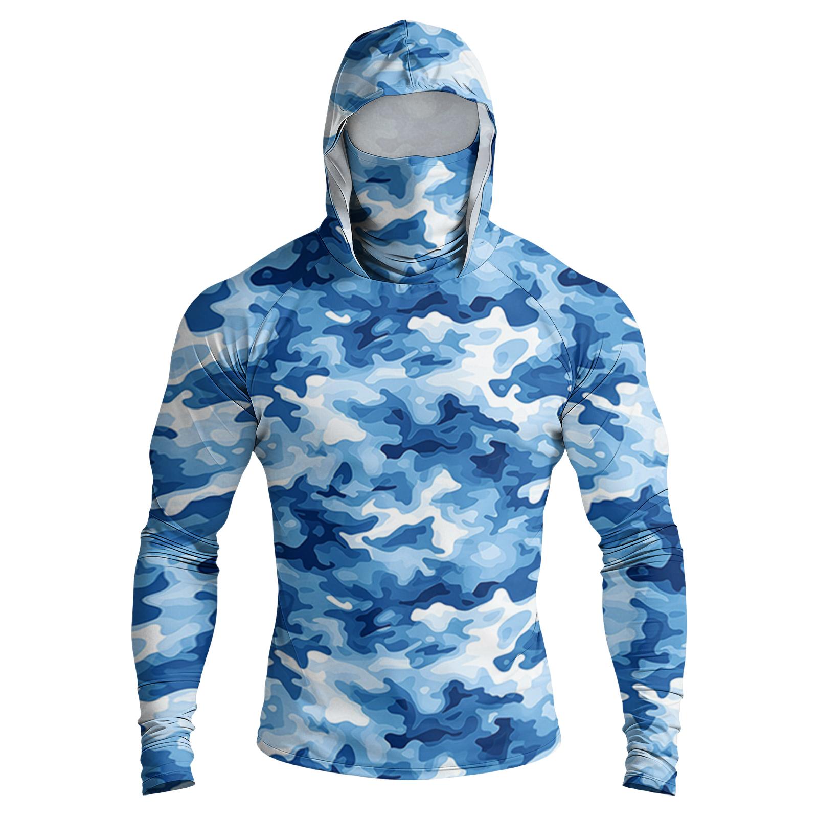 Men s Casual Drop-Shoulder Hooded Long-Sleeve  Shirt XXL синий