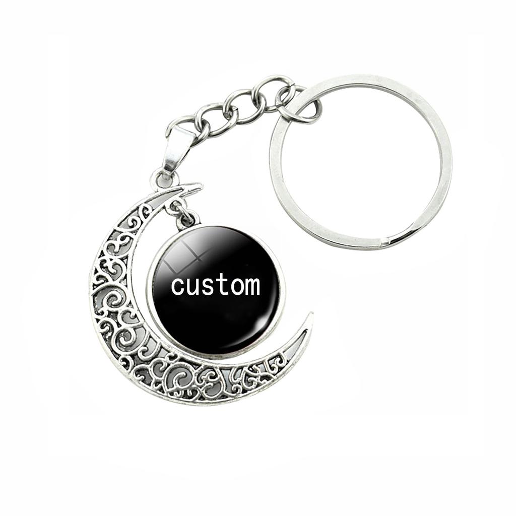 Personalized Custom Jewelry Retro Time Luminous Crescent Keychain 20mm