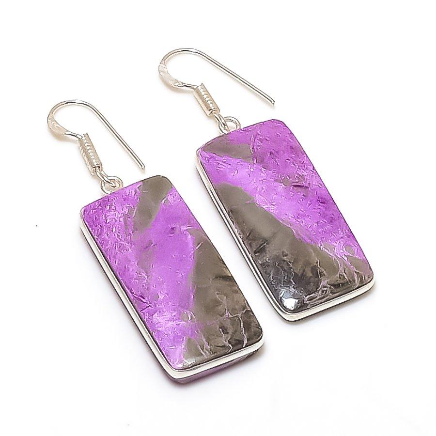 Natural Purpurite Gemstone 925 Sterling Silver Jewelry Earring 2.05  AE-12020