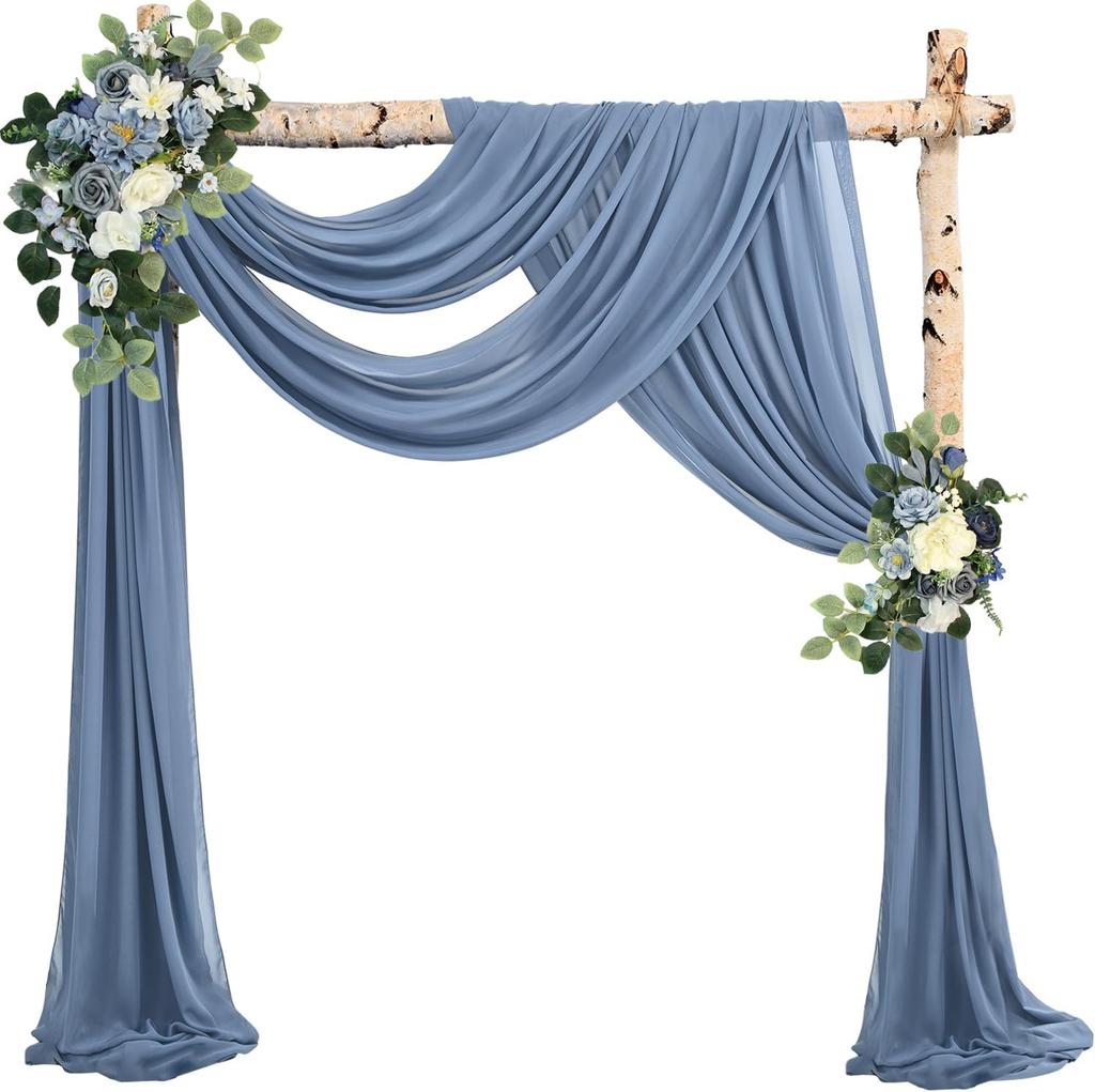 Wedding Arch Draping Fabric, Sheer Chiffon Arch Drape for Bridal Shower Backdrop Outdoor Party Arches Church Ceremony Decoration