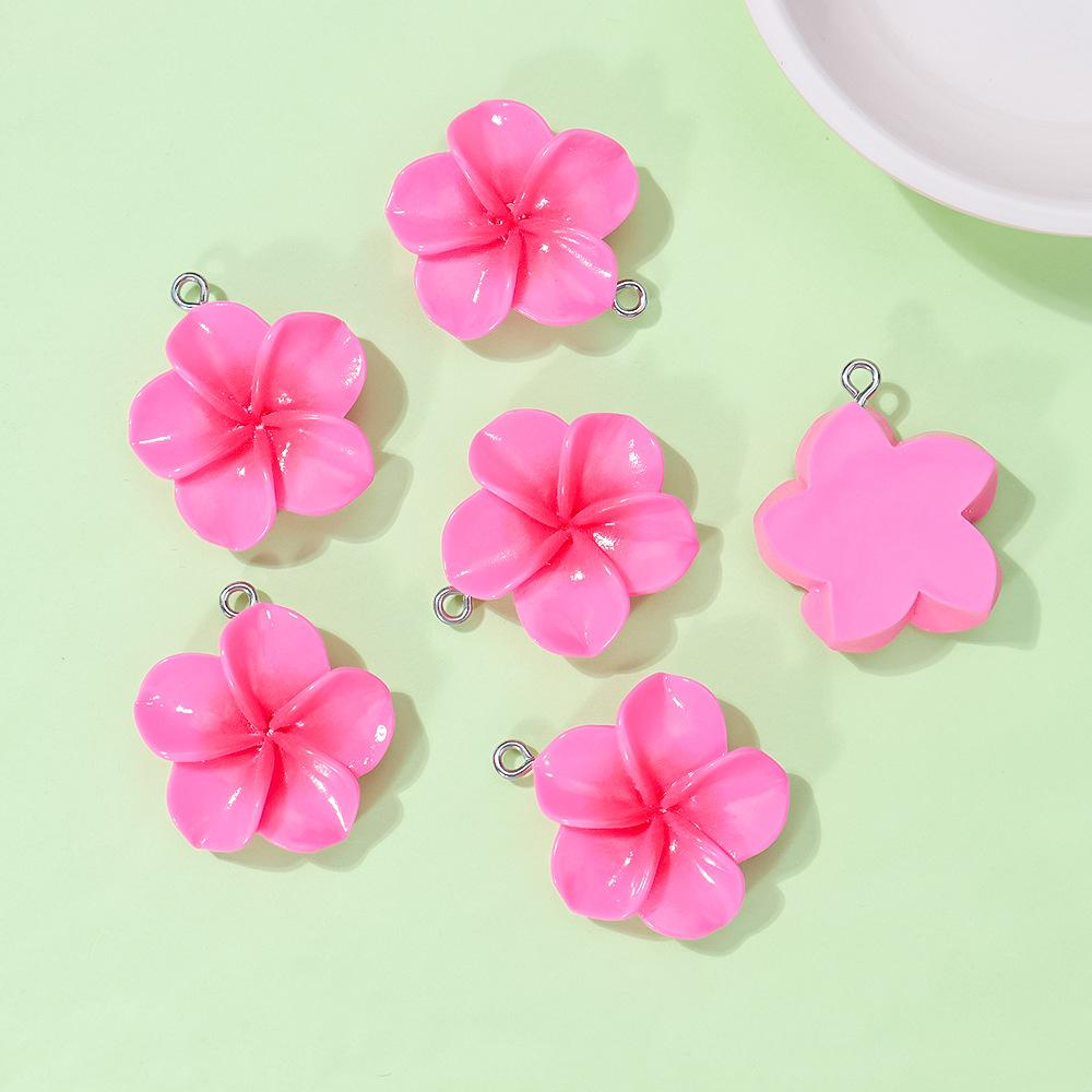 10Pcs 24mm Sweet Resin Colorful Flower  Charms Pendant Cute Petal Earring Necklace Diy Making Jewelry Accessories