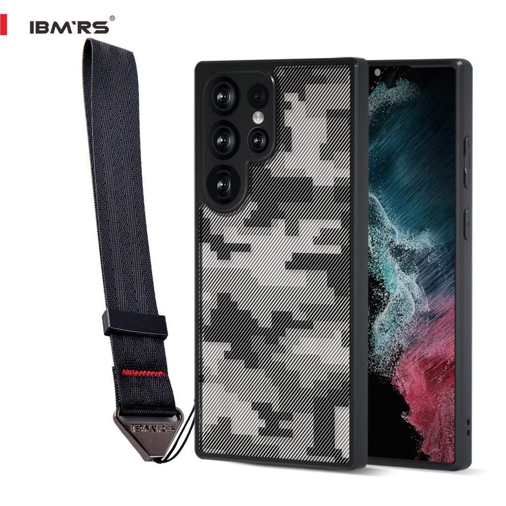 (Comes with wrist strap)IBMRS for Samsung Galaxy S23 Ultra Case, [Military Design]  Camouflage Hard Back Soft edgesTransparent Airbags Phone Case