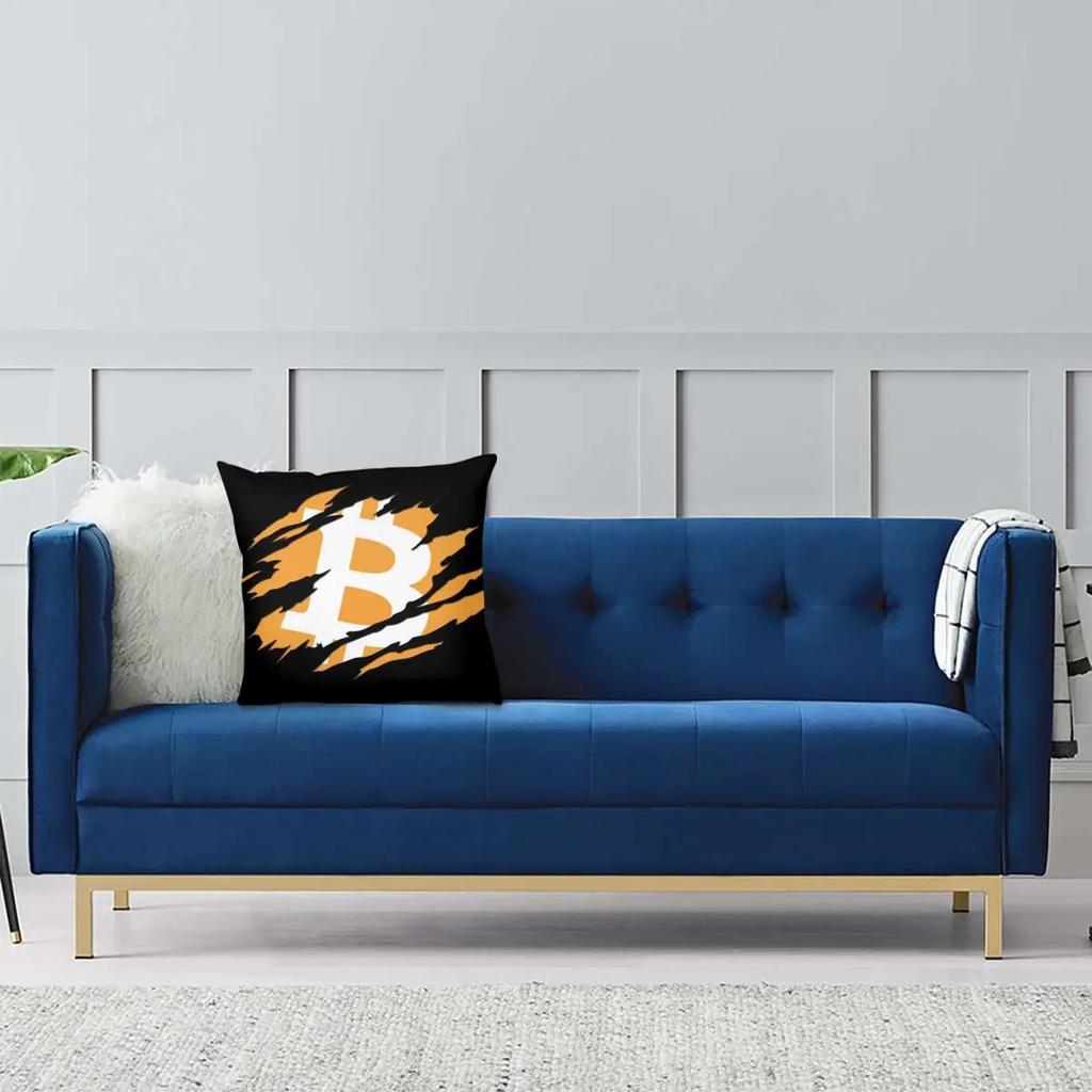 Bitcoin Claw Crypto Currency Pillowcase Soft Polyester Cushion Cover Decorations Throw Pillow Case Cover Home Square ''